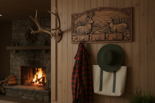 Deer Coat Rack - Hunting Lodge Fireplace Re-render 2