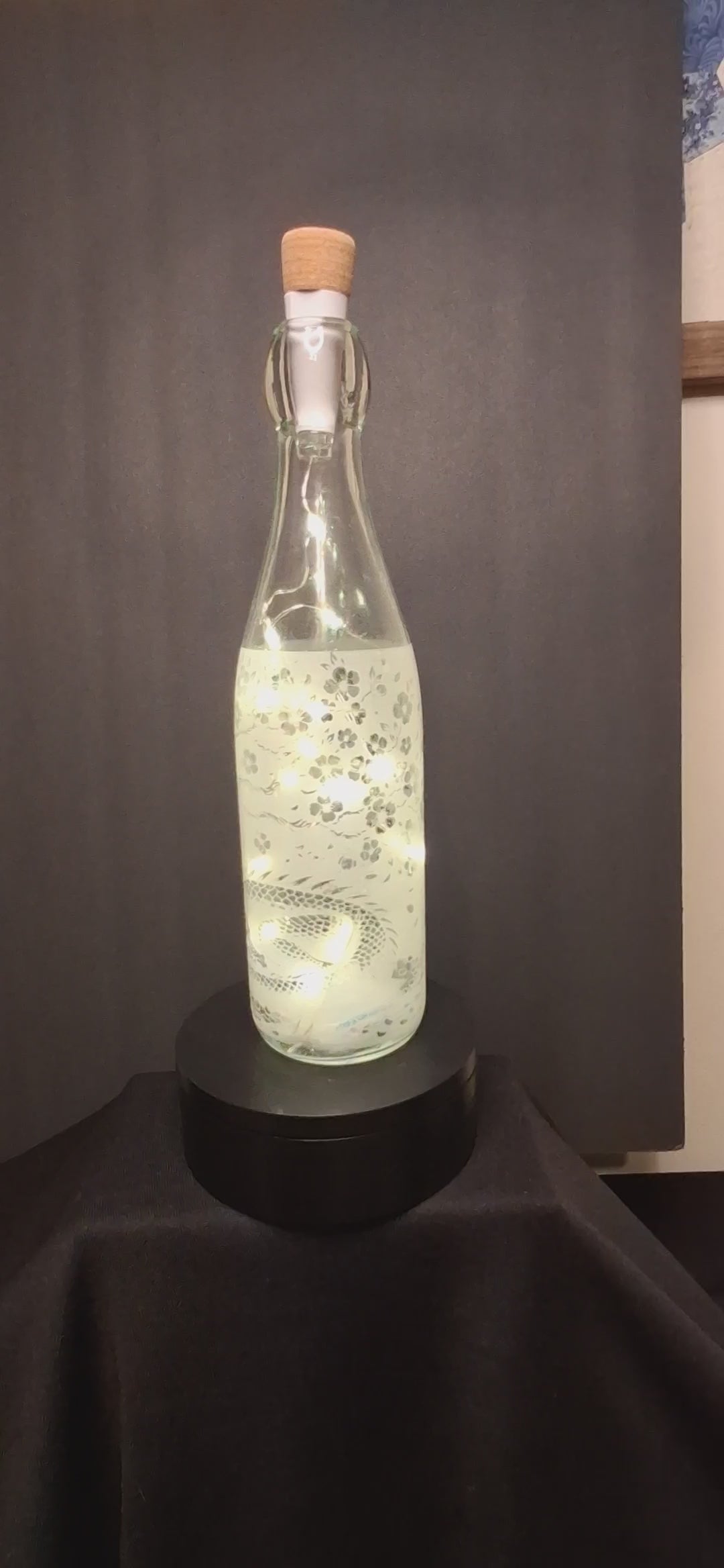 Cherry Blossoms with Sleeping dragon wine bottle light